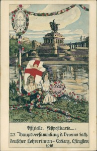 Alte Ansichtskarte Koblenz, 25. Hauptversammlung d. Vereins kath. deutscher Lehrerinnen - Coblenz, Pfingsten 1910
