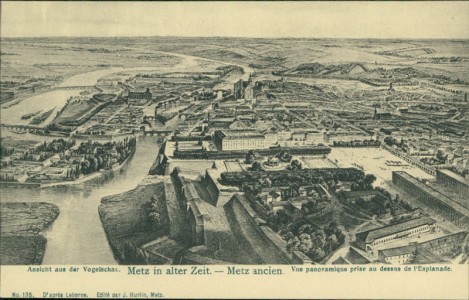 Alte Ansichtskarte Metz ancien, Vue panoramique prise au dessus de l'Espalande (PLI D'ANGLE)