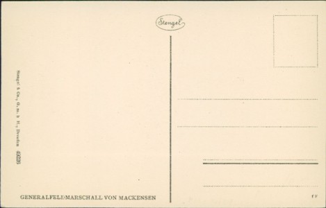 Adressseite der Ansichtskarte Generalfeldmarschall von Mackensen, 