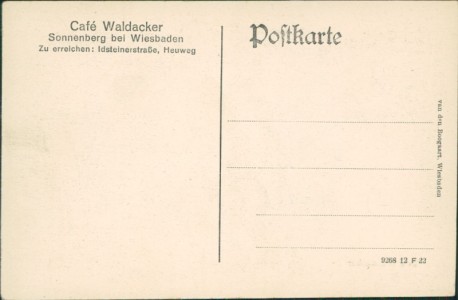 Adressseite der Ansichtskarte Wiesbaden-Sonnenberg, Café Waldacker