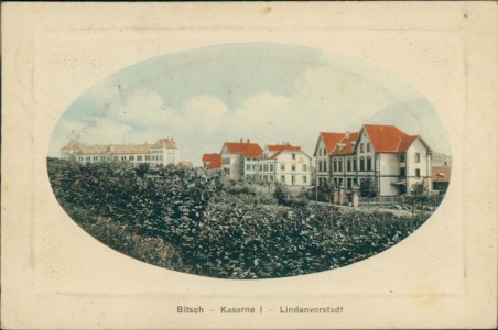 Alte Ansichtskarte Bitsch / Bitche, Kaserne I - Lindenvorstadt