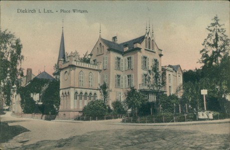 Alte Ansichtskarte Diekirch, Place Wirtgen, Hôtel de ville