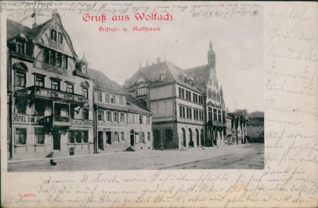 Alte Ansichtskarte Wolfach, Schul- u. Rathaus