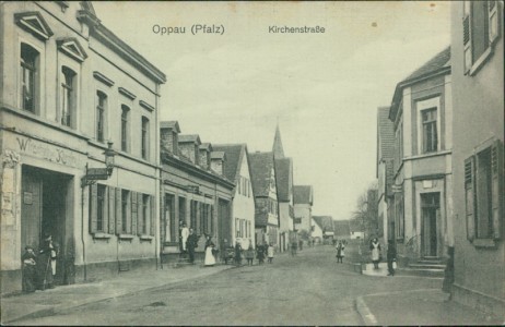 Alte Ansichtskarte Ludwigshafen-Oppau, Kirchenstraße