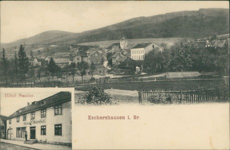 Alte Ansichtskarte Eschershausen, Gesamtansicht, Hotel Sander