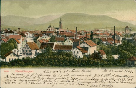 Alte Ansichtskarte Reutlingen, Gesamtansicht