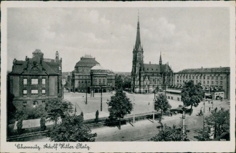 Alte Ansichtskarte Chemnitz, Adolf Hitler-Platz