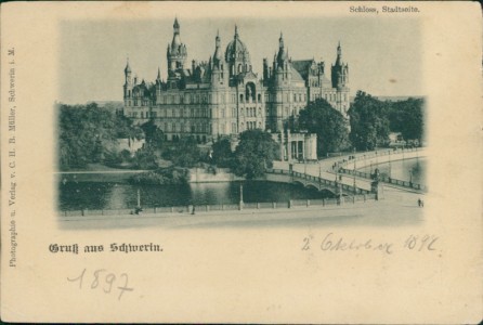 Alte Ansichtskarte Schwerin, Schloss, Stadtseite
