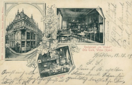 Alte Ansichtskarte Witten, Restaurant "im Winkel", Otto Turk (RIESENGROßER KNICK RECHTS)