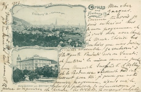 Alte Ansichtskarte Freiburg im Breisgau, Teilansicht, Hotel Sommer zum Zähringer Hof