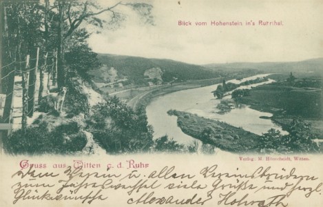 Alte Ansichtskarte Gruss aus Witten, Blick vom Hohenstein in's Ruhrtal