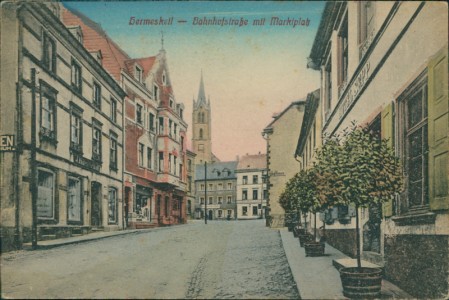 Alte Ansichtskarte Hermeskeil, Bahnhofstraße mit Marktplatz