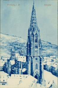 Alte Ansichtskarte Freiburg im Breisgau, Münster im Schnee