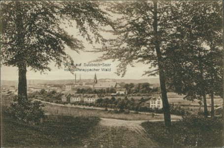 Alte Ansichtskarte Sulzbach/Saar, Blick auf Sulzbach-Saar vom Schnappacher Wald