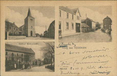 Alte Ansichtskarte Tüddern (Selfkant), Kirche, Straßenpartie, Gasthof Hostenbach