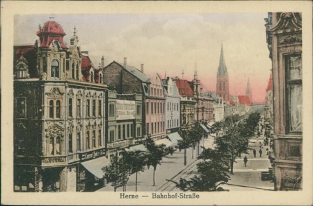 Alte Ansichtskarte Herne, Bahnhof-Straße