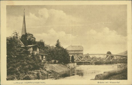 Alte Ansichtskarte Rösrath-Hoffnungsthal, Brücke mit Wasserfall