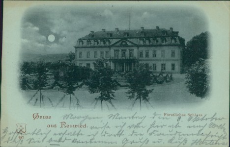 Alte Ansichtskarte Neuwied, Fürstliches Schloss im Mondschein