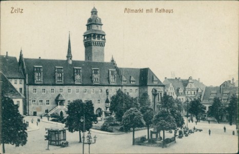 Alte Ansichtskarte Zeitz, Altmarkt mit Rathaus