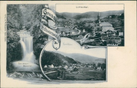 Alte Ansichtskarte Baden-Baden, Lichtenthal, Geroldsau, Geroldsauer Wasserfall