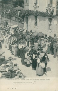 Alte Ansichtskarte Vevey, Cortège de la fête des vignerons 1905. Costumes des 22 cantons