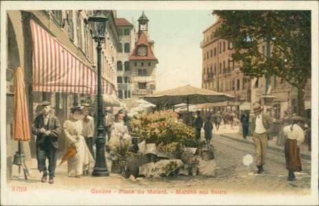 Alte Ansichtskarte Genève / Genf, Place du Molard - Marché aux fleurs