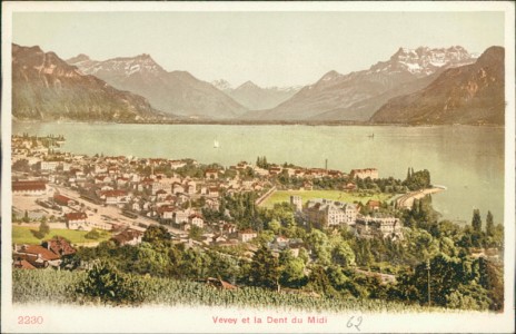 Alte Ansichtskarte Vevey, Panorama