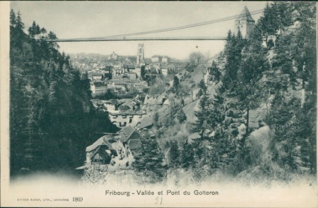 Alte Ansichtskarte Fribourg / Freiburg, Vallée et Pont du Gotteron