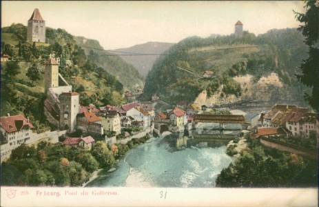 Alte Ansichtskarte Fribourg / Freiburg, Pont du Gotteron