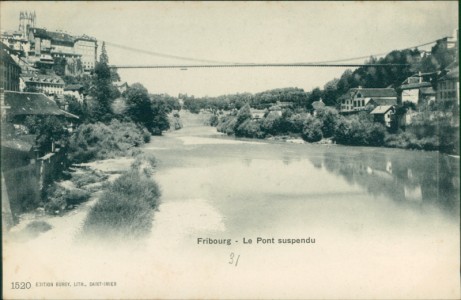 Alte Ansichtskarte Fribourg / Freiburg, Le Pont suspendu