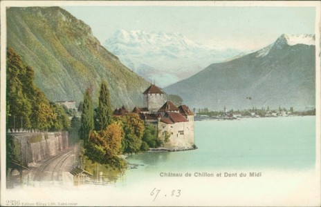 Alte Ansichtskarte Veytaux, Château de Chillon et Dent du Midi