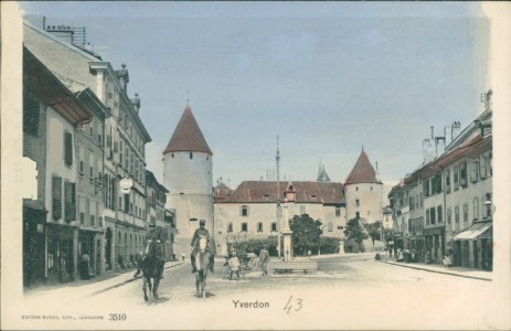 Alte Ansichtskarte Yverdon-les-Bains, Teilansicht