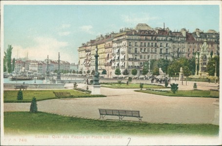 Alte Ansichtskarte Genève / Genf, Quai des Paquis et Place des Alpes