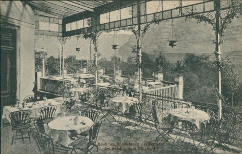 Alte Ansichtskarte Oberwesel, Blick ins Rheintal von der Terrasse des Hotel Gertum