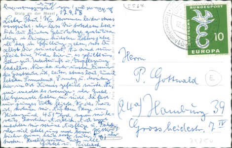 Adressseite der Ansichtskarte Ürzig, Teilansicht