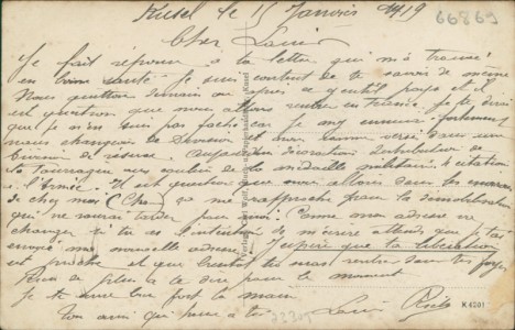 Adressseite der Ansichtskarte Kusel, Gesamtansicht