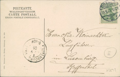 Adressseite der Ansichtskarte S. M. Schulschiff Moltke, Segelschiff