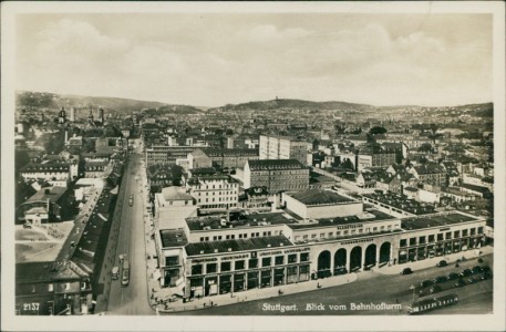 Alte Ansichtskarte Stuttgart, Blick vom Bahnhofturm