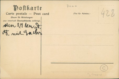 Adressseite der Ansichtskarte Stuttgart, Nachtwächterbrunnen