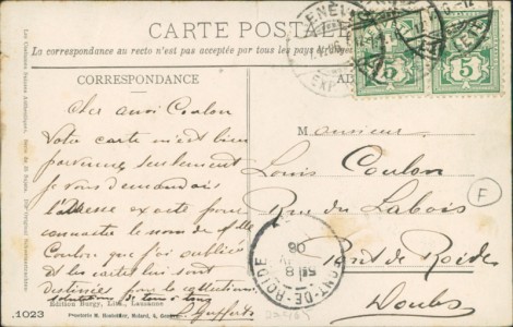 Adressseite der Ansichtskarte Schaffhausen / Schaffhouse, Mann in Tracht