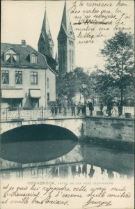 Alte Ansichtskarte Osnabrück, Partie an der Herz Jesu-Kirche