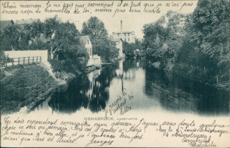 Alte Ansichtskarte Osnabrück, Hasepartie