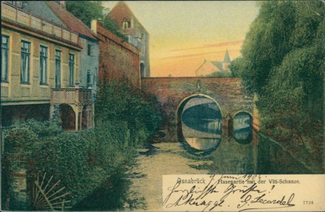 Alte Ansichtskarte Osnabrück, Hasepartie mit der Viti-Schanze