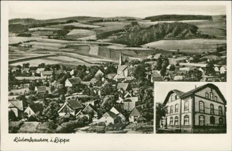 Alte Ansichtskarte Kalletal-Lüdenhausen, Gesamtansicht, Gastwirtschaft H. Krooß