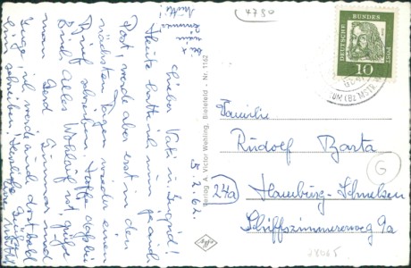 Adressseite der Ansichtskarte Lippstadt-Bad Waldliesborn, Tenbrockhaus, Badehaus, Haus Pasgang, Haus Heitmeier