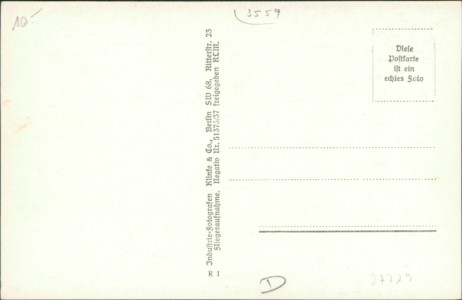 Adressseite der Ansichtskarte Lichtenfels-Sachsenberg, Fliegeraufnahme