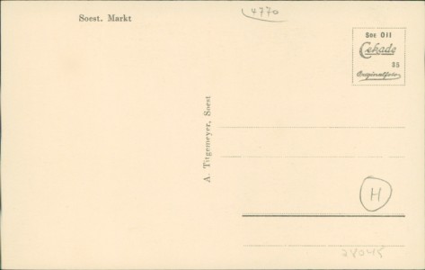 Adressseite der Ansichtskarte Soest, Markt