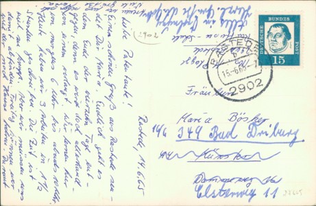 Adressseite der Ansichtskarte Rastede, Gasthaus zur Linde