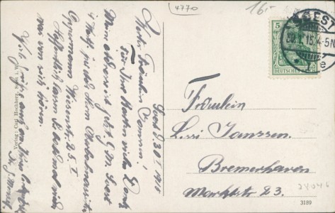 Adressseite der Ansichtskarte Soest, Am Friedhof