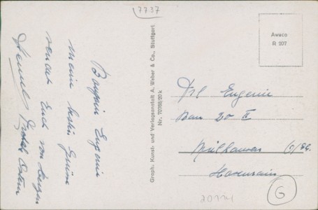 Adressseite der Ansichtskarte Bad Dürrheim, Gesamtanscht